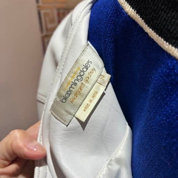 Bloomingdales white leather jacket designer zippers XL - Picture 4 of 4